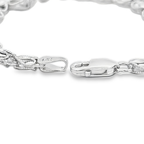 14K White Gold Heart & Cross Charm Bracelet 20002216 | Shin Brothers* 14K White Gold Heart & Cross Charm Bracelet 20002216 | Shin Brothers*