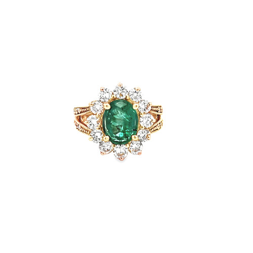 18K Yellow Gold 2.06ct Emerald Diamond Ring 11007280 | Shin Brothers**
