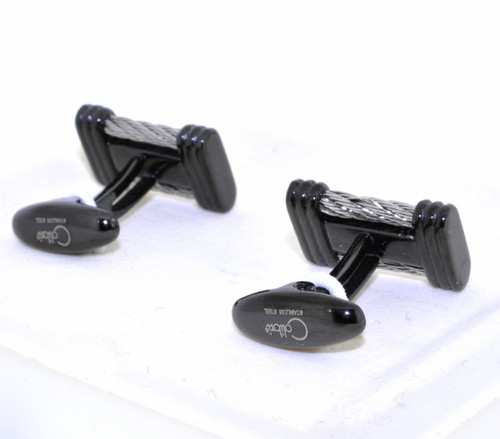 Black Stainless Steel Cuff Links 70000119 | Shin Brothers** Black Stainless Steel Cuff Links 70000119 | Shin Brothers**