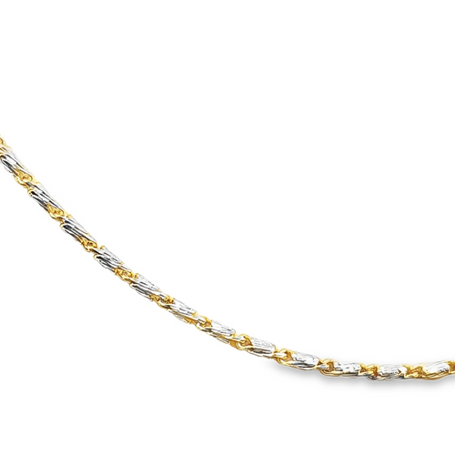14K Two Tone Gold Bar Chain 30004716 | Shin Brothers** 14K Two Tone Gold Bar Chain 30004716 | Shin Brothers**