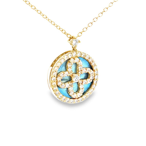 18K Dyed Mother of Pearl and Diamond Necklace 32000784 | Shin Brothers** 18K Dyed Mother of Pearl and Diamond Necklace 32000784 | Shin Brothers**