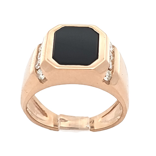 14K Yellow Gold Onyx / Diamond Ring 12003271 | Shin Brothers** 14K Yellow Gold Onyx / Diamond Ring 12003271 | Shin Brothers**