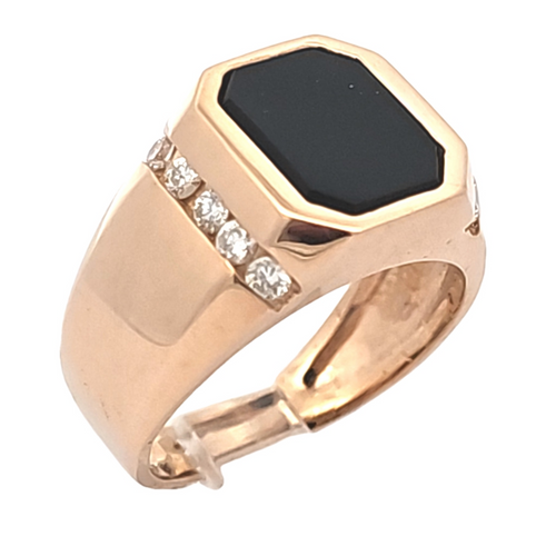 14K Yellow Gold Onyx / Diamond Ring 12003271 | Shin Brothers** 14K Yellow Gold Onyx / Diamond Ring 12003271 | Shin Brothers**