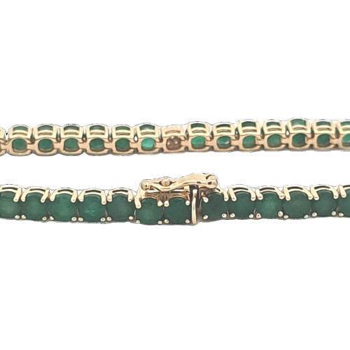 14K Yellow Gold Emerald and Diamond Tennis Bracelet 22001011 | Shin Brothers* 14K Yellow Gold Emerald and Diamond Tennis Bracelet 22001011 | Shin Brothers*