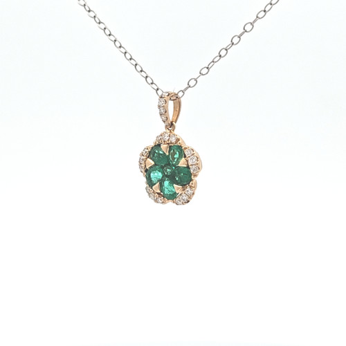 14K Yellow Gold Emerald Diamond Drop Pendant 52002434 | Shin Brothers* 14K Yellow Gold Emerald Diamond Drop Pendant 52002434 | Shin Brothers*