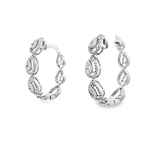 18K White Gold Diamond Teardrop Hoop Earrings 41002844 | Shin Brothers** 18K White Gold Diamond Teardrop Hoop Earrings 41002844 | Shin Brothers**