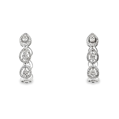 18K White Gold Diamond Teardrop Hoop Earrings 41002844 | Shin Brothers** 18K White Gold Diamond Teardrop Hoop Earrings 41002844 | Shin Brothers**