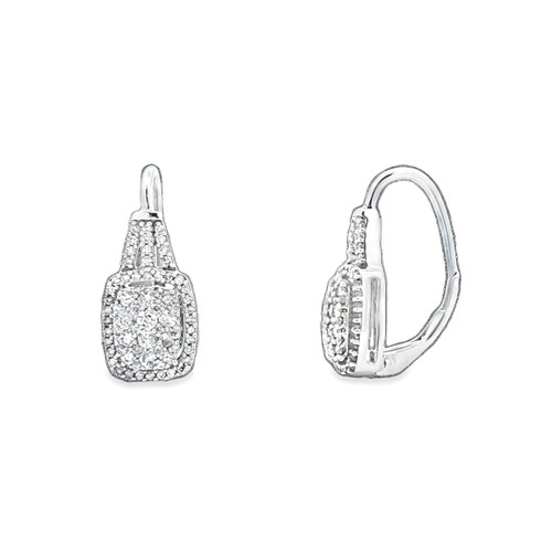 14K White Gold 3/4 ctw Diamond Lever Back Earrings 41002865 | Shin Brothers*