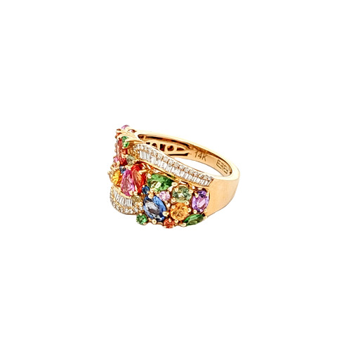 14K Yellow Gold Multicolor Gemstone and Diamond Ring | Shin Brothers Jewelers Inc. 14K Yellow Gold Multicolor Gemstone and Diamond Ring | Shin Brothers Jewelers Inc.