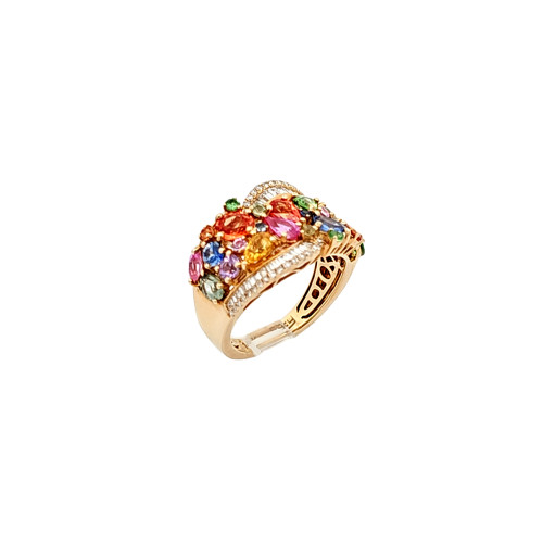 14K Yellow Gold Multicolor Gemstone and Diamond Ring | Shin Brothers Jewelers Inc. 14K Yellow Gold Multicolor Gemstone and Diamond Ring | Shin Brothers Jewelers Inc.