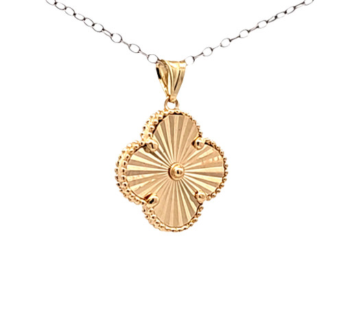 14K Yellow Gold Diamond Cut Clover Charm | Shin Brothers Jewelers Inc.