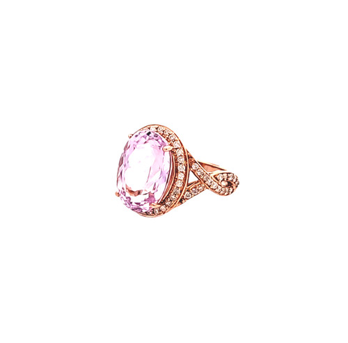 14K Pink Gold Diamond & Kunzite Ring 12003285 | Shin Brothers