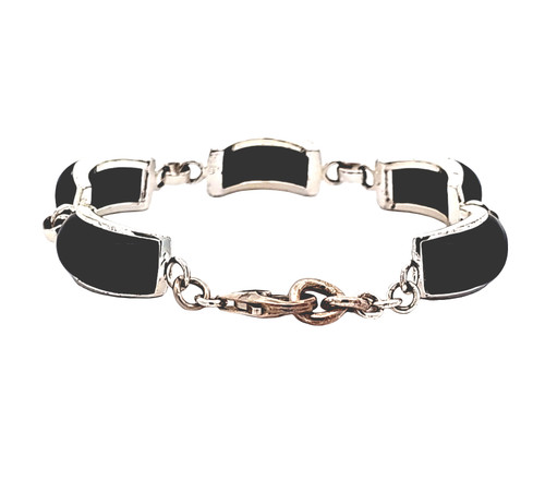  Silver Onyx Bar Bracelet 82011125 | Shin Brothers 