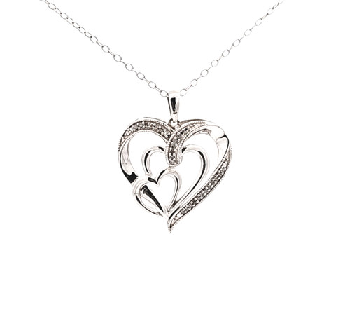 Sterling Silver Heart Diamond Pendant 81010966 | Shin Brothers Sterling Silver Heart Diamond Pendant 81010966 | Shin Brothers