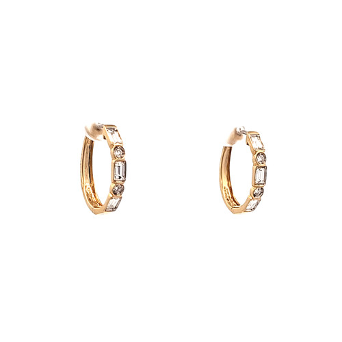 14k Yellow Gold Diamond Hooped Earring 41002918 | Shin Brothers