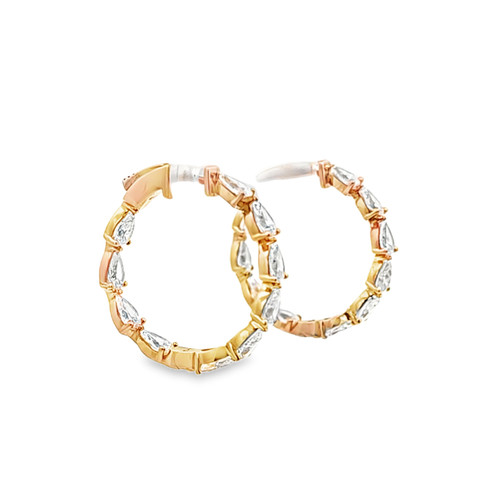 14k Yellow Gold Diamond Hooped Earring 41410021 | Shin Brothers