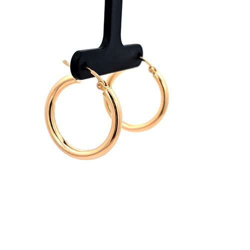 14K Yellow Gold Plain Hoop Earrings 40003413 | Shin Brothers 14K Yellow Gold Plain Hoop Earrings 40003413 | Shin Brothers