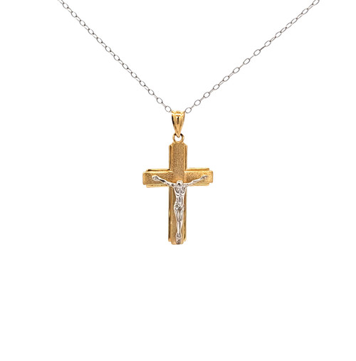 14K Two Tone Gold Cross Crucifix Charm 50004406 | Shin Brothers