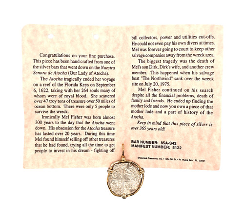 10K White Gold Coin Holder Charm with Nuestra Señora de Atocha Silver Coin | Shin Brothers Jewelers Inc.