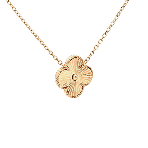 14K Yellow Gold Diamond-Cut Clover Necklace | Shin Brothers Jewelers Inc.