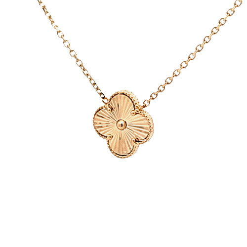 14K Yellow Gold Diamond-Cut Clover Necklace | Shin Brothers Jewelers Inc.