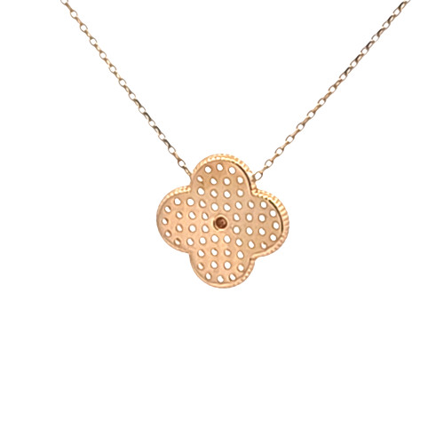 14K Yellow Gold Pavé Cubic Zirconia Clover Necklace | Shin Brothers Jewelers Inc.
