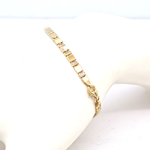 14K Yellow Gold Cubic Zirconia Flexible Tennis Bracelet 22001044 | Shin Brothers
