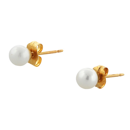 14K Yellow Gold Pearl Stud Earrings 42003608 | Shin Brothers