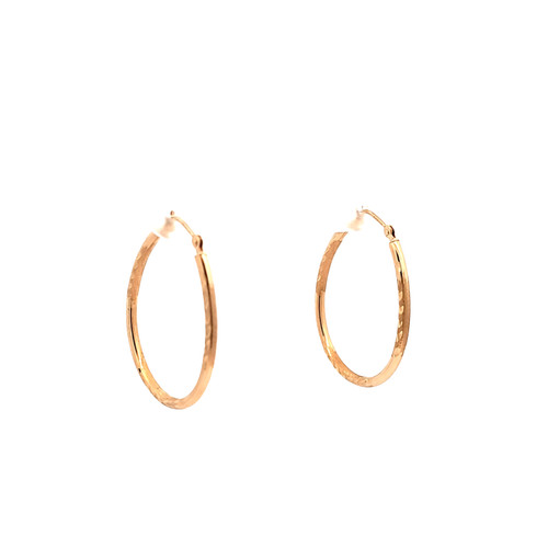 14K Yellow Gold Diamond Cut Hoop Earrings 40003414 | Shin Brothers