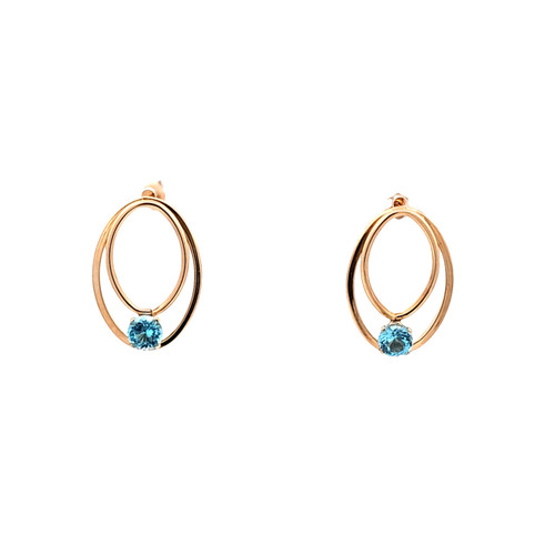 14K Yellow Gold Blue Topaz Drop Earrings 42003606 | Shin Brothers