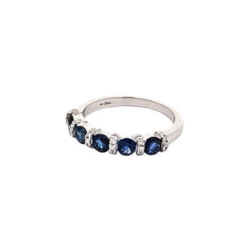 14K White Gold Sapphire and Diamond Band | Shin Brothers Jewelers Inc.