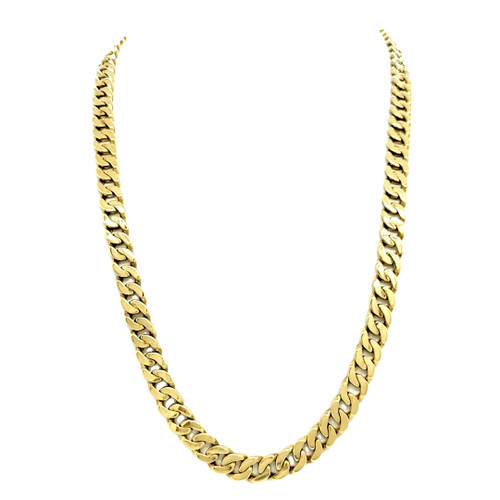 Yellow Gold Plated Silver 22" Miami Cuban Chain 82011156 | Shin Brothers