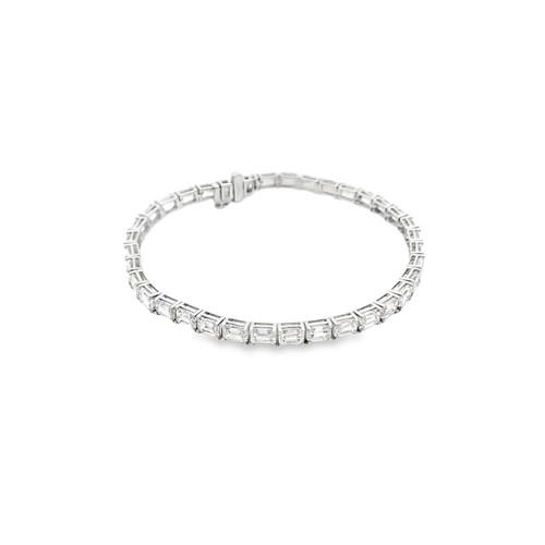 14K White Gold Emerald Cut Diamond Tennis Bracelet 21410006 | Shin Brothers