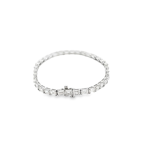 14K White Gold Emerald Cut Diamond Tennis Bracelet 21410006 | Shin Brothers