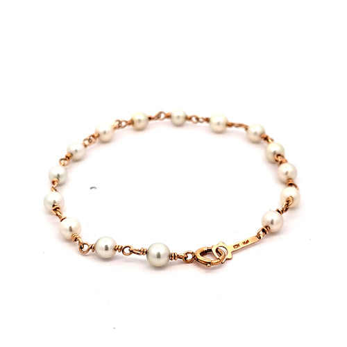 14K Yellow Gold Pearl Bracelet 29000191 | Shin Brothers