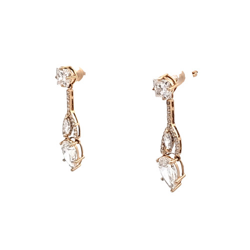 14K Yellow Gold Diamond Hanging Drop Earrings 41410023 | Shin Brothers