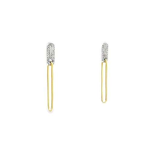 14K Two Tone Gold Diamond Drop Earrings 11007493 | Shin Brothers