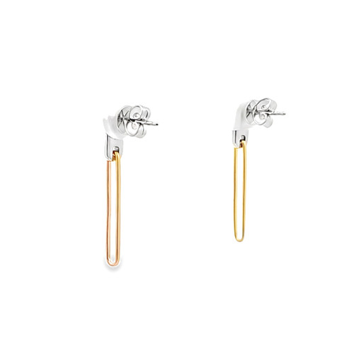 14K Two Tone Gold Diamond Drop Earrings 11007493 | Shin Brothers