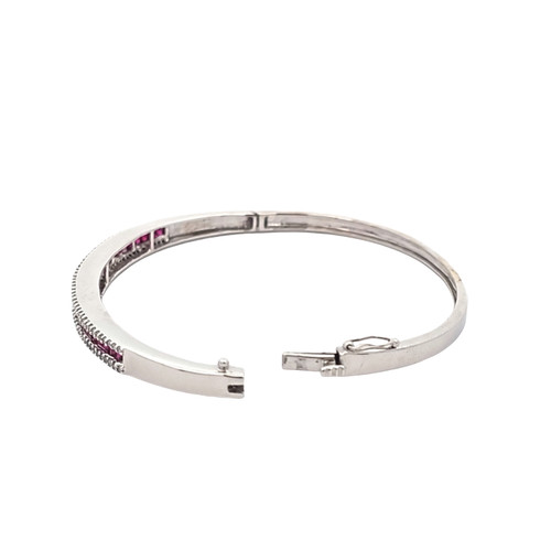 14K White Gold Ruby Diamond Bangle 23100017 | Shin Brothers