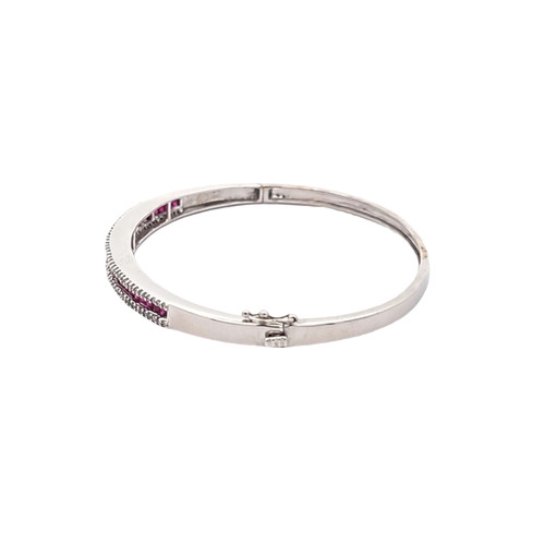 14K White Gold Ruby Diamond Bangle 23100017 | Shin Brothers