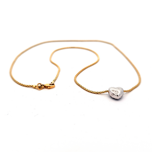 18k Yellow Gold 20" Chain with 18k White Gold Pave Diamond Heart Pendant 31001338 | Shin Brothers