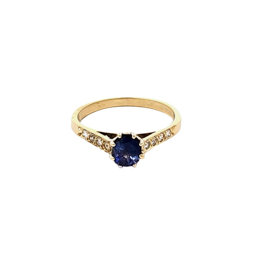18K Yellow Gold Sapphire and Diamond Ring | Shin Brothers Jewelers Inc.