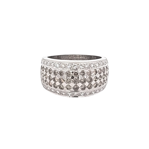 14K White Gold Champagne Diamond & White Diamond Band  | Shin Brothers Jewelers Inc.