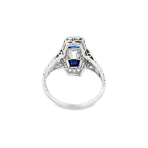 14K White Gold Sapphire and Diamond Antique Ring 12003377 | Shin Brothers
