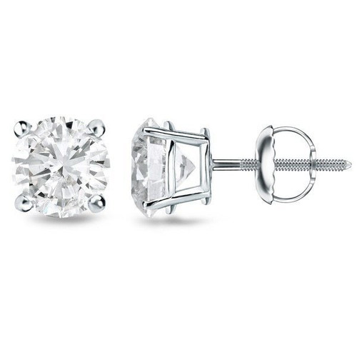 14K White Gold Lab Created Diamond Screwback Stud Earrings 41410044 | Shin Brothers