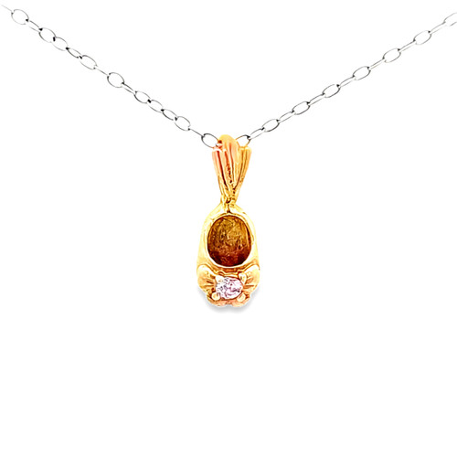 14K Yellow Gold Synthetic Pink Topaz Baby Shoe Pendant 520001329 **