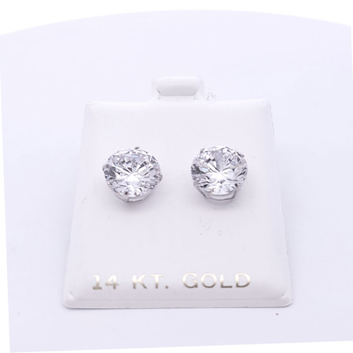 14K Yellow Gold 10MM CZ  Stud Earrings 420030516 | Shin Brothers**