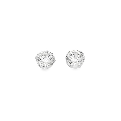 14K Yellow Gold 8MM CZ  Stud Earrings 420030519 | Shin Brothers**