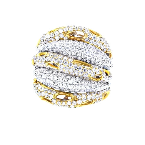 18K Two Toned Gold Diamond Statement Ring RC666A | Shin Brothers