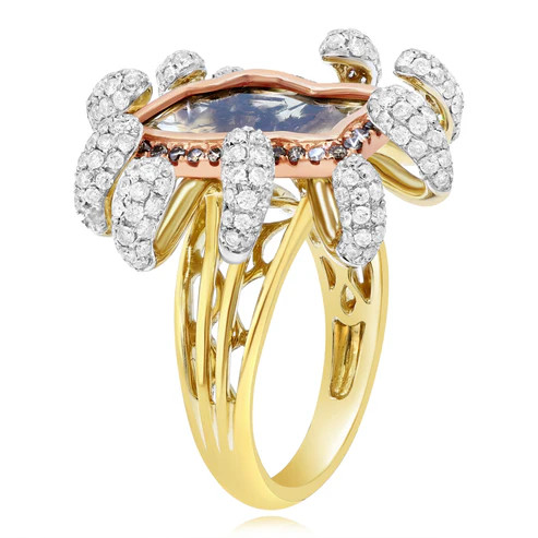 18K Three Tone Gold Fancy Diamond Ring RA890 | Shin Brothers